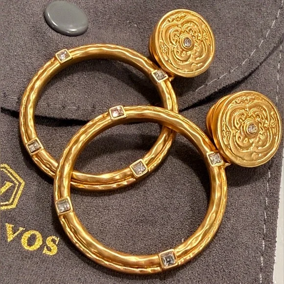 Julie Vos Gold Hoop Earrings with Flower Design - Picture 2 of 4